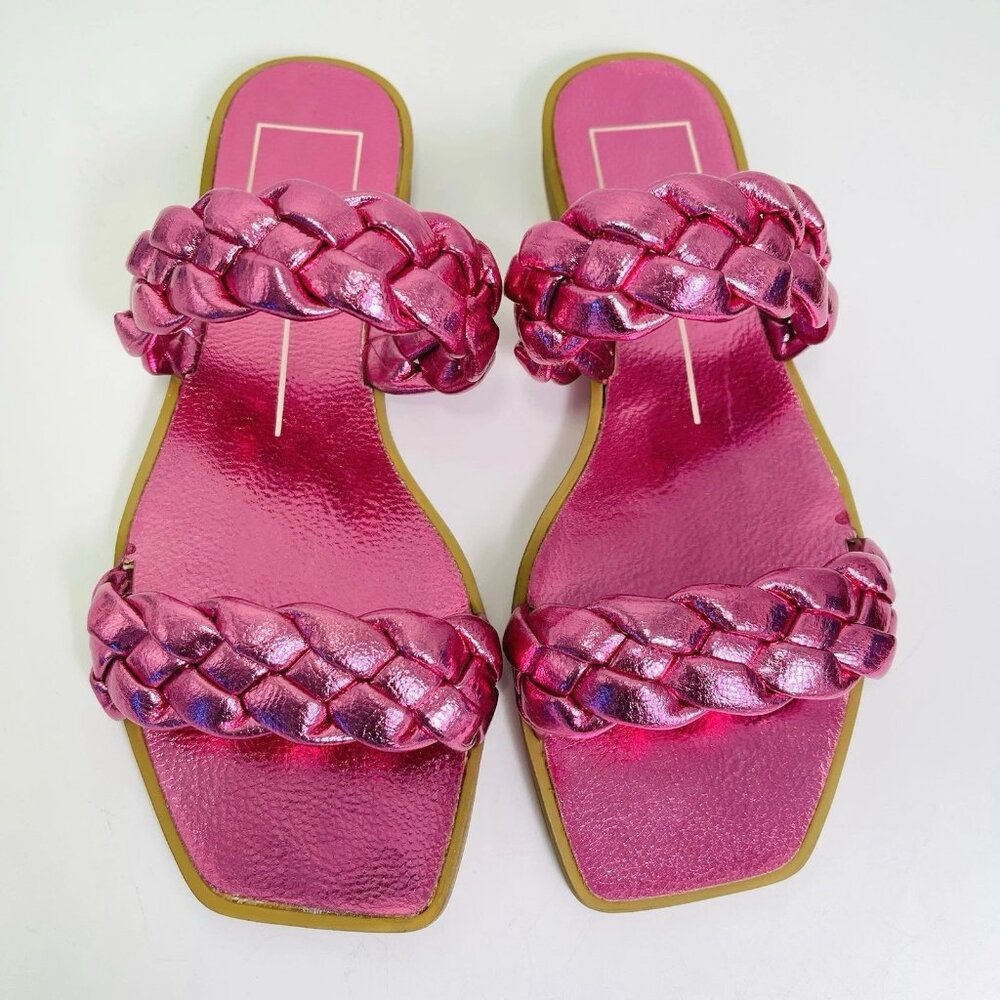 Dolce Vita Indy Women Sandals Braided Strap Slip On Metallic Pink Size 7.5